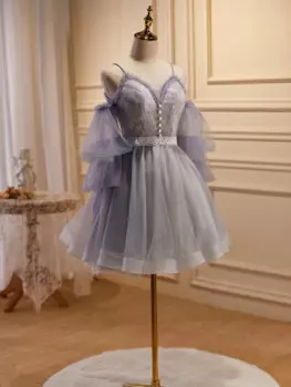 Сетчатое кружевное платье с рукавами-фонариками