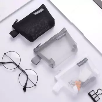 Сетчатый Кошелек для монет с Bluetooth-наушниками, нейлоновый держатель для трех элементов, маленькая сумка для монет для офиса