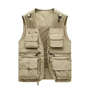 Сетчатый жилет для улицы для мужчин, летняя тонкая и дышащая Рабочая куртка с несколькими карманами, Быстросохнущий костюм для фотосъемки и рыбалки