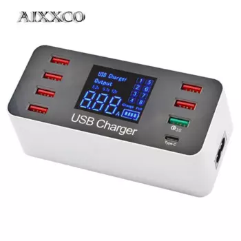 Сетевое зарядное устройство AIXXCO QC3.0 со светодиодным дисплеем и USB-портом