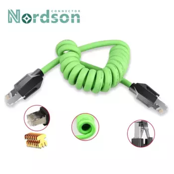 Сетевой кабель RJ45, 8-контактный, 1 метр, пружина, с экранированным кабелем Ethernet, Cat6a, камера Rj45, 8-ядерная, промышленная сеть PUR, 3 м, 5 м