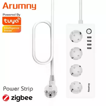 Сетевой удлинитель Arumny Zigbee с европейской вилкой, умный жизнь Zigbee2mqtt, 1,8 м, удлинитель, Alexa Google Assistant, голосовой контроллер 16 А, 220 В