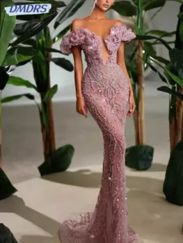 Сексуальное Иллюзионное вечернее платье с глубоким v-образным вырезом и блестками и стразами, платье для выпускного вечера, изысканное коктейльное платье русалки по индивидуальному заказу Robe De Marie