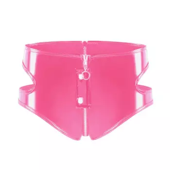 Сексуальные женские яркие трусики из искусственной кожи Slink, блестящие мокрые трусики с открытой промежностью, бикини, стринги, короткая Клубная одежда, женские трусики, нижнее белье