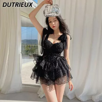 Сексуальный купальник, трендовый Модный Купальник, сиамские трусы, купальник, черный, милый, без рукавов, для бассейна, горячая Распродажа, весенний купальный костюм