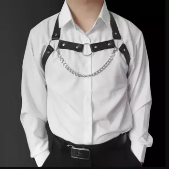 Сексуальный мужской черный Fata Готический нагрудный ремень для мужчин регулируемые кожаные ремни с пряжкой Rave костюм сексуальный панк нагрудный ремень