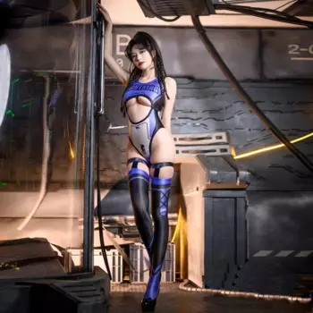 Сексуальный женский Блестящий купальник с принтом «Ветер-гром», фантазийные колготки, атласные блестящие японские костюмы, костюм + чулки