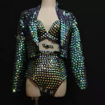 Сексуальный женский сценический костюм для ночного клуба, женское нижнее белье, летний DJ-певец, сексуальный костюм, бюстгальтер, шорты, боди