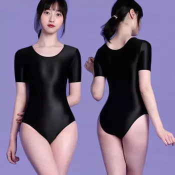 Сексуальный женский шелковистый Блестящий сплошной купальник с длинными рукавами, Быстросохнущий боди, мужские купальные костюмы