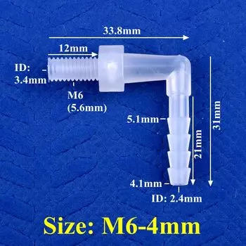 SgooHan пищевой полипропиленовый локоть-соединитель M6~M12 4~12мм