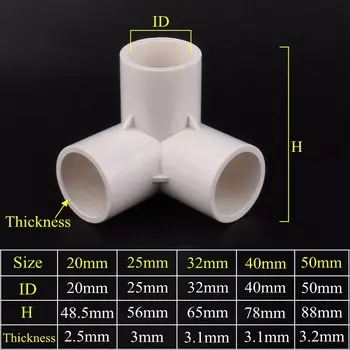 SgooHan ПВХ соединитель для садового водопровода белый 20~50 мм