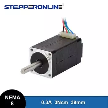 Шаговый электродвигатель Nema 8, 4 вывода, 3 см (4,25 унции), 0,3 а, 38 мм, длина 12 В, для 3D-принтера с ЧПУ «сделай сам»