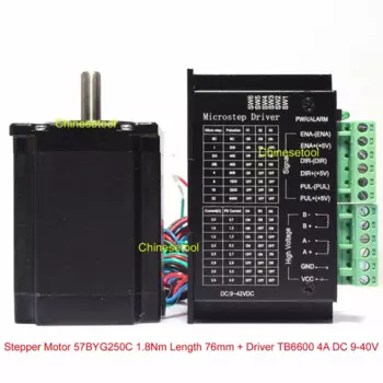Шаговый двигатель 57BYG250C 1,8 Н. М Длина 76 мм + микрошаговый драйвер DM542 4,2 а 20-50 в