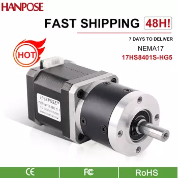 Шаговый двигатель HANPOSE 17HS2408S/3401S/4401S/8401S-HG Прецизионный мотор-редуктор Коэффициент уменьшения 5:1 10:1 Планетарный шаговый двигатель