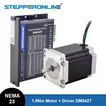 Шаговый двигатель и драйвер STEPPERONLINE Nema 23, комплект петля 269 нм (1,0 унции)-а, 20-50 В постоянного тока для гравировально-фрезерного станка с ЧПУ