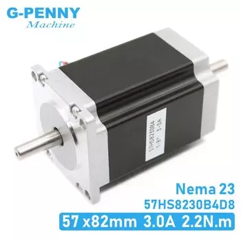 Шаговый двигатель NEMA 23, двойной вал, 3А, 2.2 Нм, 57x82 мм