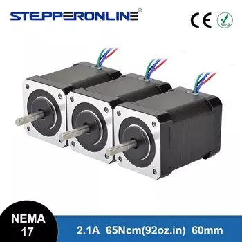 Шаговый двигатель STEPPERONLINE Nema 17 60 мм 65 Нсм 2.1А 4 провода