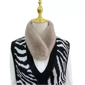Шарф из натурального меха норки, осенне-зимний теплый женский шарф из цельного меха, теплый шарф