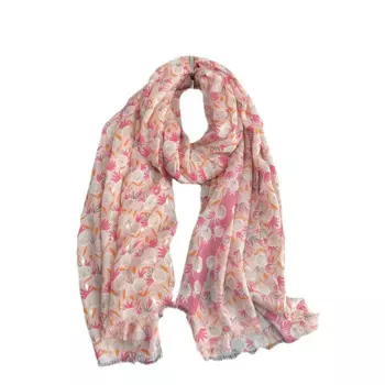 Шарф с бахромой и принтом одуванчика, 4 цвета