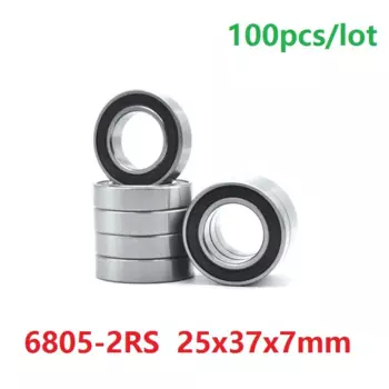 Шарикоподшипник 100 шт./лот 6805-2RS 6805RS 6805 2RS RS 25*37*7 мм, радиальный шарикоподшипник 25x37x7