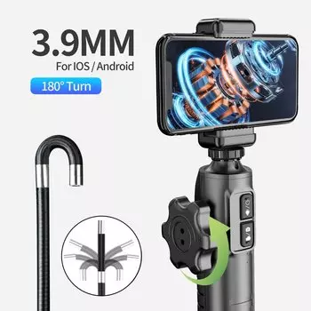 Шарнирный бороскоп, 2-сторонний, 180 ° Вращающаяся автомобильная эндоскопическая камера со светодиодной камерой эндоскопа HD 1080P, управляемая камера для IOS Android