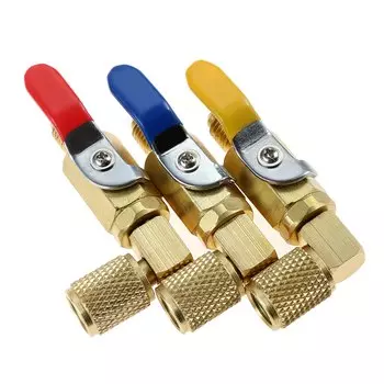 Шаровой кран для хладагента R134A R12 R22 R502 AC, запорные клапаны на 1/2 дюйма SAE 90 градусов для зарядных шлангов HVAC R12 R22 R502, 3 шт./комплект