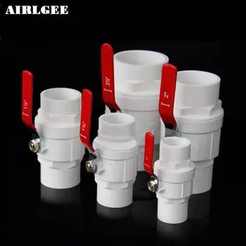 Шаровой кран из ПВХ, красный нескользящий кран с внутренним диаметром 20/25/32/40/50/63/75 мм