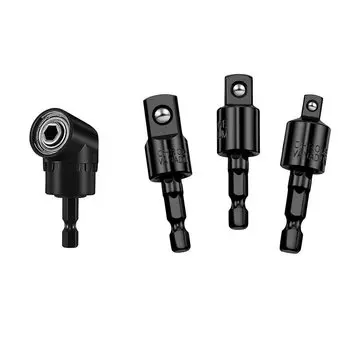 Шатун с шестигранной ручкой на 105 ° и квадратными битами, шатун для электродрели, втулка для преобразования партии ветра, гаечный ключ 1/2, 3/8, 1/4, стержень для преобразования