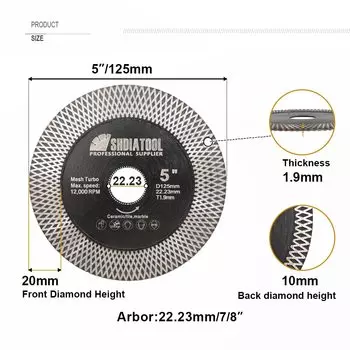 SHDIATOOL 1/2 шт. Алмазная резка и шлифовка двухсторонний пильный диск Корона диаметром 105-230 мм сверхтонкая фарфоровая плитка камень X Mesh Turbo