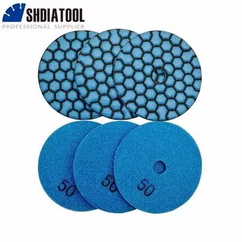 SHDIATOOL 6 шт. 3 "/80 мм грит 50 алмазный круг для сухой полировки для гранита и мрамора, Смола Бонд шлифовальный диск для камня без воды