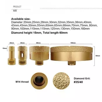 SHDIATOOL Алмазное колонковое буровое долото для плитки 6-16 мм