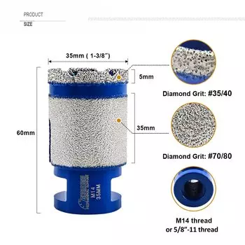 SHDIATOOL Алмазные сверла для плитки 20/25/35/50/68/75 мм