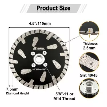 SHDIATOOL алмазный отрезной диск, каплевидное полотно, M14