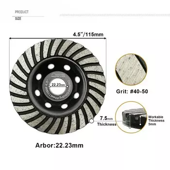 SHDIATOOL Алмазный шлифовальный круг 4", 4.5", 5", 7"