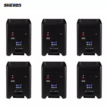 SHEHDS 4/6 шт. 6x18 Вт светодиодный аккумуляторный светильник Беспроводной Wi-Fi Wash Par для вечеринки DJ Диско Ресторан Свадьба Домашняя настенная мойка Приложение Телефон Cont