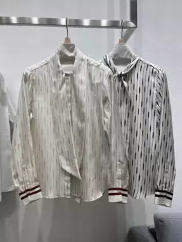 Шелковая элегантная рубашка с длинным рукавом