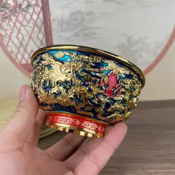 Шелковая эмалированная позолоченная чаша Longteng Shengshi, ежегодное производство, украшение Longfeng Chengxiang, домашний магазин