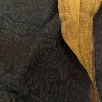 Шелковая Корона, креп, черная поверхность, прозрачная ароматная пряжа, ширина 114, 27 м, ткань