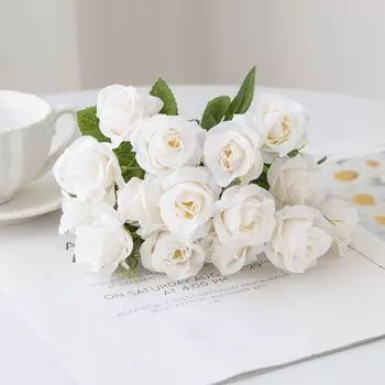 Шелковые розы, букет невесты, 15 штук