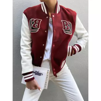 SheonDHF, американский вышитый свободный шерстяной бейсбольный костюм с буквами, кожаная куртка, Мужская и женская кожаная куртка