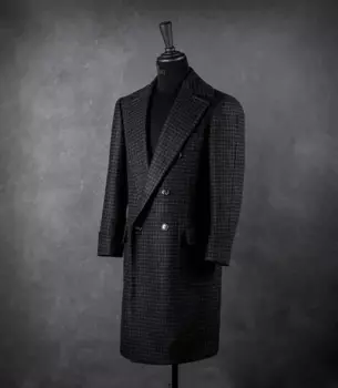 Шерстяное пальто средней длины в черную клетку, мужское двубортное пальто в английском стиле, утепленная куртка большого размера