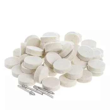 Шерстяные полировальные круги OOTDTY 25 мм, 50 шт. + хвостовики 3,15 мм, 4 шт.