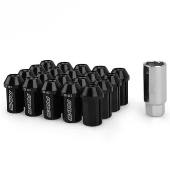 20 шт. Новый сплав алюминия 7075-t6 19HEX Rays Колесные гайки Гайка с наконечником M12x1,5 Длина 42 мм с 7 боковыми стопорными гайками Противоугонный ключ безопасности