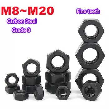 Шестигранные гайки M8 M10 M12 M14 M16 M18 M20 черные углеродистая сталь