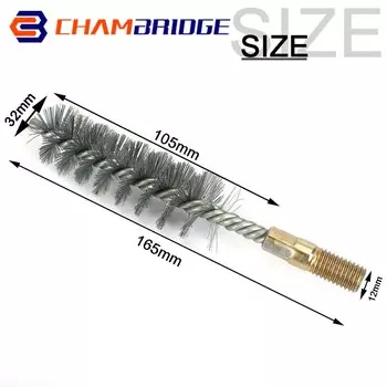 Проволочная щетка с резьбой M12, металлическая ручка, 18/22/25/32/40/50/65/75 мм, рабочая щетка из нержавеющей стали, проволочная труба, щетка для чистки дымохода