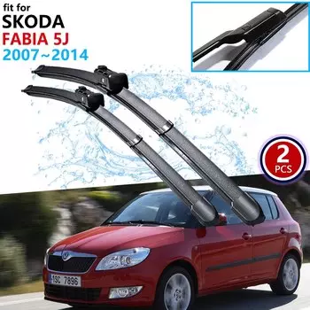 Щетки стеклоочистителя автомобиля для Skoda Fabia 2 5j 2007 ~ 2014 передние дворники 2008 2009 2010 2011 2012 2013 автомобильные аксессуары наклейки
