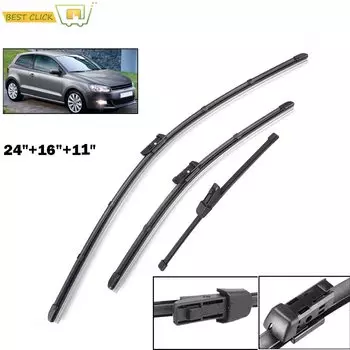 Щетки стеклоочистителя Misima на лобовое стекло для VW Polo 6R хэтчбек, передний и задний комплект 2017 2016 2015 2014 2013 2012 2011 2010 2009