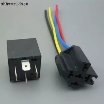 Shhworldsea 1 компл. = 1 шт. реле + 1 шт. В 12 Вольт 40 А 4-контактный автомобильный релейный разъем 40 А реле и жгут проводов