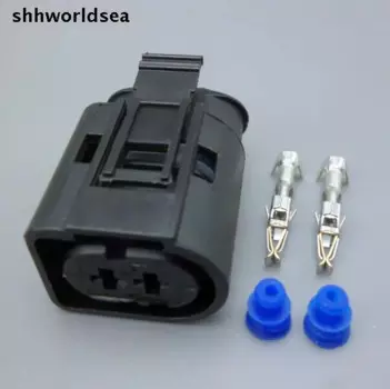 shhworldsea 2-контактный гнездовой разъем 2-контактный 3,5 мм 1- 967412 -2/ 0- 965695 -1 Водонепроницаемая автоматическая розетка с электрическим герметичным автоматическим разъемом для VW Audi
