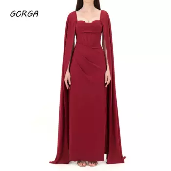 Шифоновое платье-Русалка с длинным рукавом, до пола